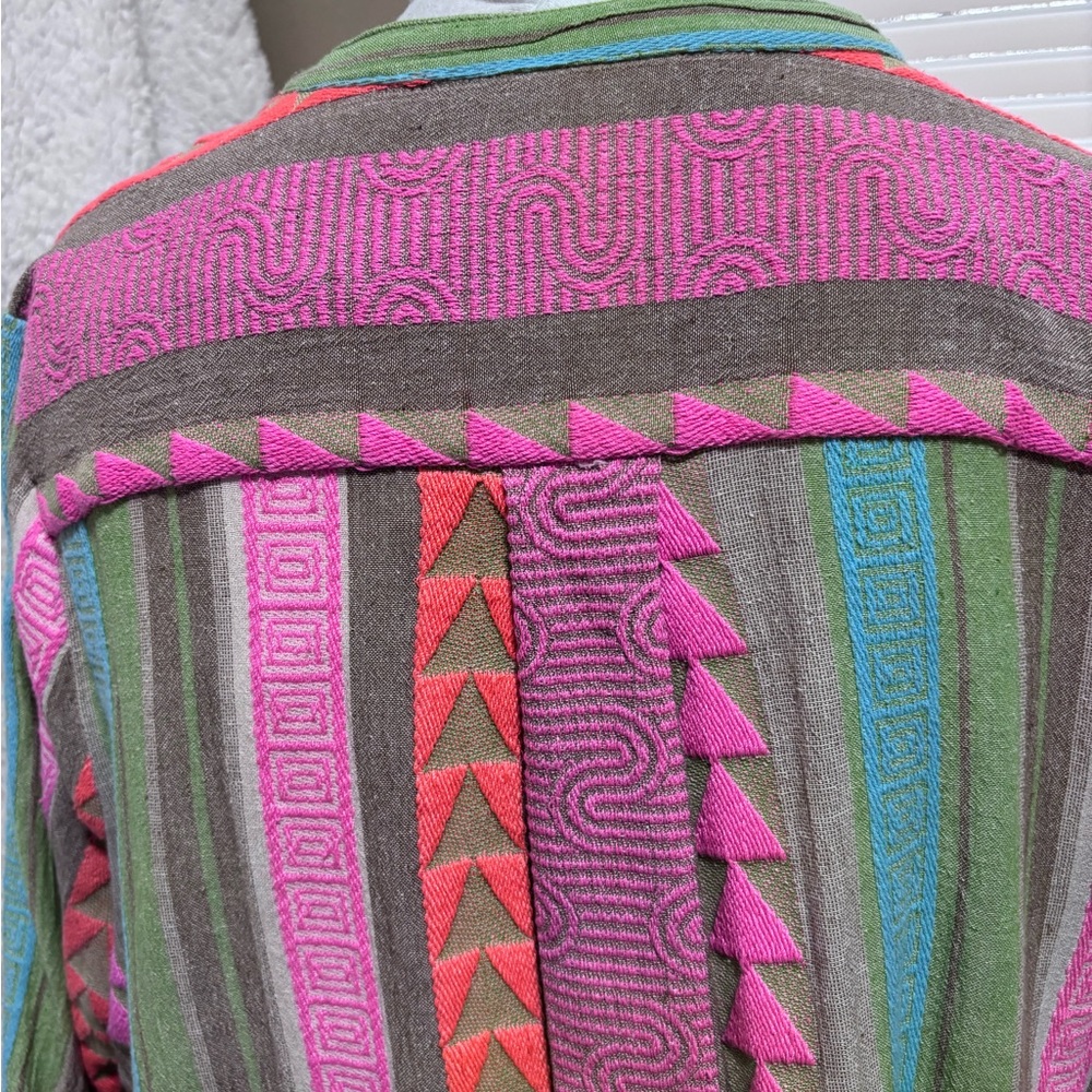 Boho Tiered Midi Dress in Pink and Green - Picture 4 of 7